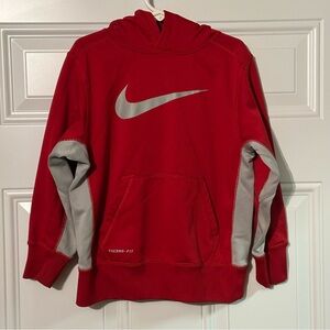 Boys Nike Therma-Fit Hoodie Sweatshirt Size XS Red/Gray